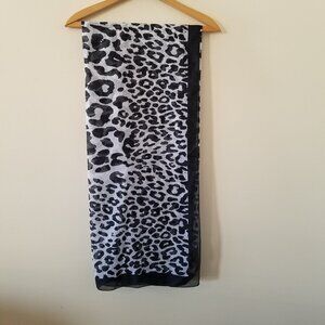H & M Black and white leopard print sheer scarf